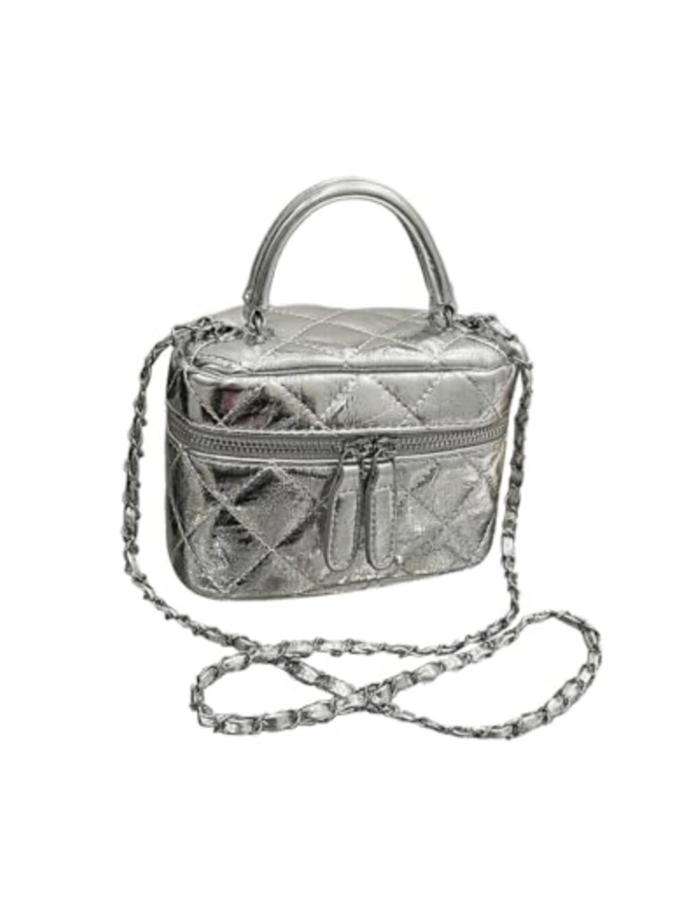Mini Quilted Crossbody Hobo Bag with Chain Strap PU Leather